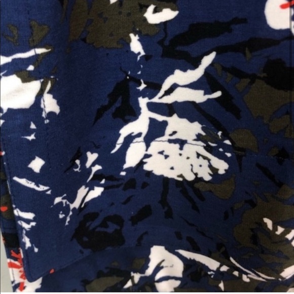 Lysse Palm High Waisted Stretch Navy Blue Orange Floral Pencil Skirt Medium - Picture 2 of 3